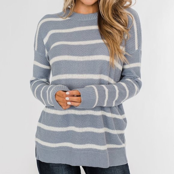 Sweaters - Periwinkle Striped Sweater